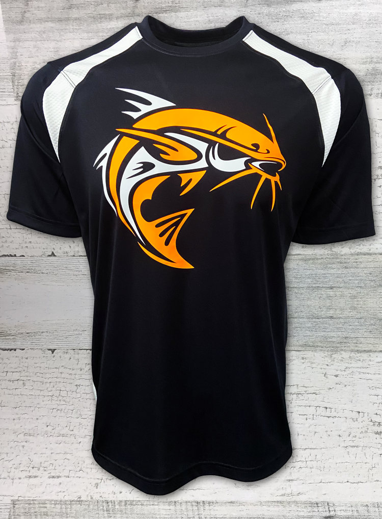 CatFisth Tuff - Catfish Fishing Shirt -Dry Zone® Colorblock Crew Black/White