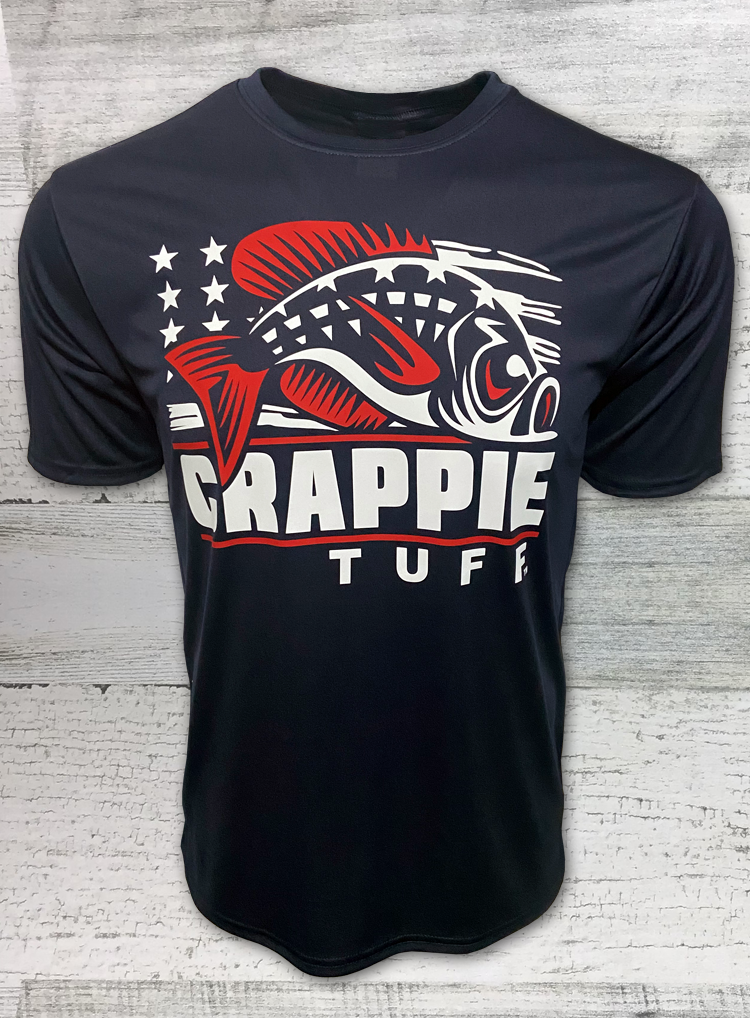Crappie Tuff - Patriot - Crappie Shirt UV Performance Short Sleeve Tee Navy
